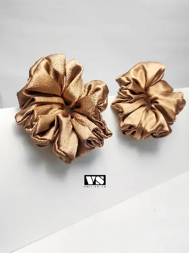 Beige Satin Scrunchies